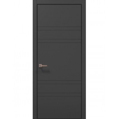 Двері Папа Карло STYLE ST-08 Темно сірий супермат, кромка алюміній чорний