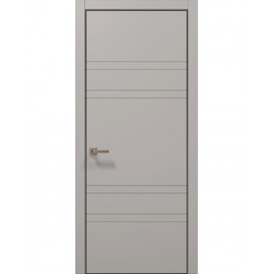 Двері Папа Карло STYLE ST-08 Світло сірий супермат, кромка алюміній чорний