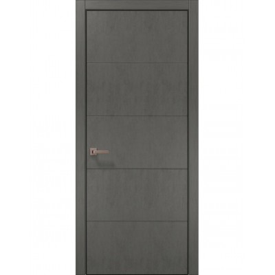 Двері Папа Карло STYLE ST-09 Бетон сірий, кромка алюміній чорний