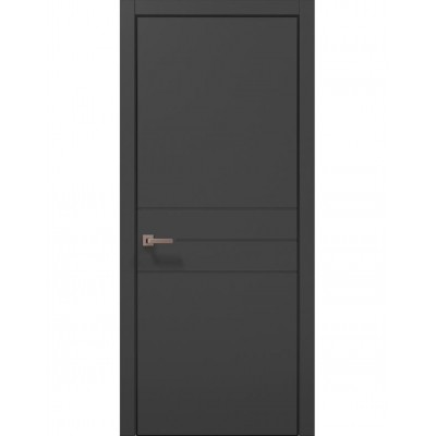 Двері Папа Карло STYLE ST-14 Темно сірий супермат, кромка алюміній чорний