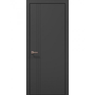 Двері Папа Карло STYLE ST-18 Темно сірий супермат, кромка алюміній чорний