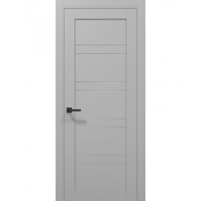 Двері Папа Карло TETRA T-01 Сірий матовий, скло сатін