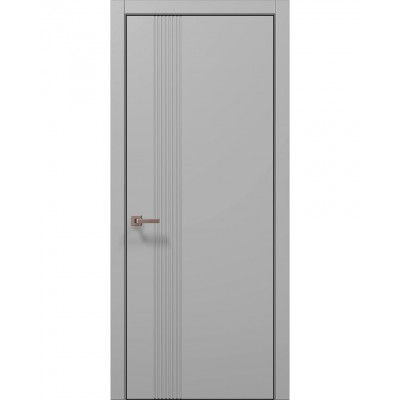 Двери Папа Карло STYLE ST-34 Серый матовый, кромка алюминий черный