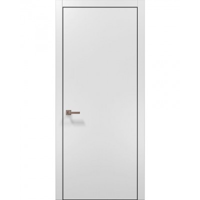 Двери Папа Карло PLATO PL-01 Белый матовый, кромка алюминий черный