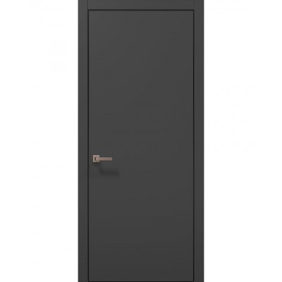 Двері Папа Карло PLATO PL-01 Темно сірий супермат, кромка алюміній чорний
