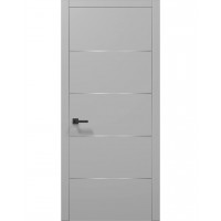 Двері Папа Карло PLATO PL-02 Сірий матовий, кромка алюміній срібро