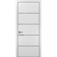 Двери Папа Карло PLATO PL-02 Белый матовый, кромка алюминий черный