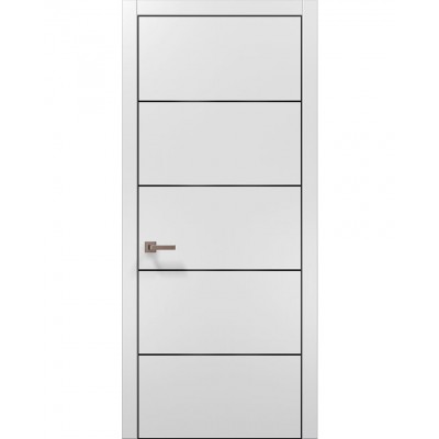 Двери Папа Карло PLATO PL-02 Белый матовый, кромка алюминий черный