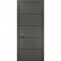 Двері Папа Карло PLATO PL-02 Бетон сірий, кромка алюміній чорний