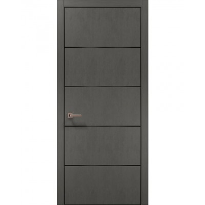 Двері Папа Карло PLATO PL-02 Бетон сірий, кромка алюміній чорний