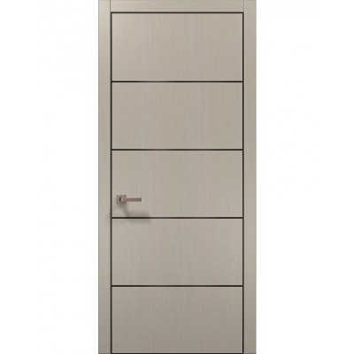 Двері Папа Карло PLATO PL-02 Дуб кремовий, кромка алюміній чорний