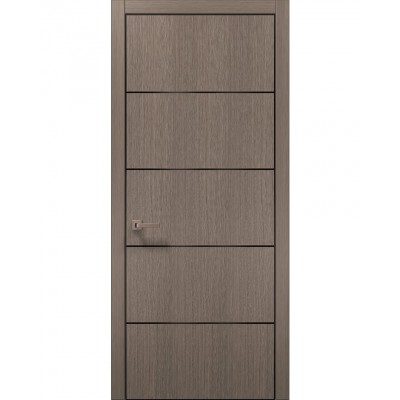 Двері Папа Карло PLATO PL-02 Дуб сірий, кромка алюміній чорний