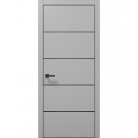 Двері Папа Карло PLATO PL-02 Сірий матовий, кромка алюміній чорний