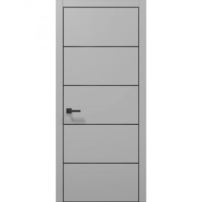 Двері Папа Карло PLATO PL-02 Сірий матовий, кромка алюміній чорний