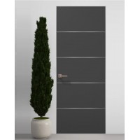 Двери скрытые Папа Карло PL-02 Темно серый супермат, кромка алюминий серебро