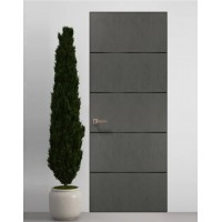 Двери скрытые Папа Карло PL-02 Бетон серый, кромка алюминий черный