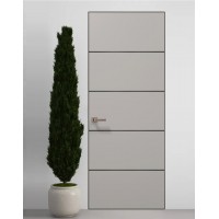 Двери скрытые Папа Карло PL-02 Светло серый супермат, кромка алюминий черный