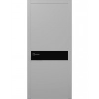 Двері Папа Карло PLATO PL-03 Сірий матовий, кромка алюміній срібло