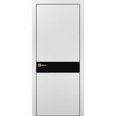 Двері Папа Карло PLATO PL-03 Білий матовий, кромка алюміній чорний