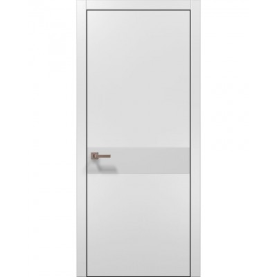 Двері Папа Карло PLATO PL-03 Білий матовий, кромка алюміній чорний