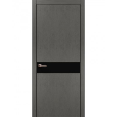 Двери Папа Карло PLATO PL-03 Бетон серый, кромка алюминий черный