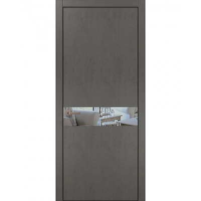 Двери Папа Карло PLATO PL-03 Бетон серый, кромка алюминий черный