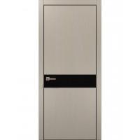 Двери Папа Карло PLATO PL-03 Дуб кремовый, кромка алюминий черный