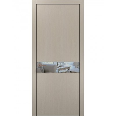 Двери Папа Карло PLATO PL-03 Дуб кремовый, кромка алюминий черный
