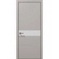 Двери Папа Карло PLATO PL-03 Светло серый супермат, кромка алюминий черный