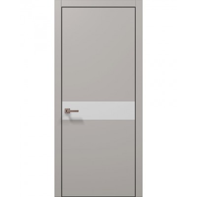 Двері Папа Карло PLATO PL-03 Світло сірий супермат, кромка алюміній чорний