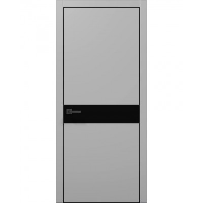 Двери Папа Карло PLATO PL-03 Серый матовый, кромка алюминий черный