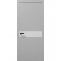 Двери Папа Карло PLATO PL-03 Серый матовый, кромка алюминий черный