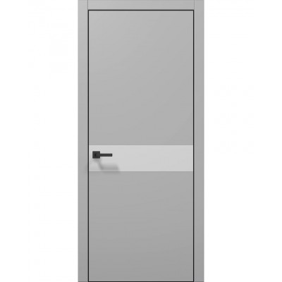 Двери Папа Карло PLATO PL-03 Серый матовый, кромка алюминий черный