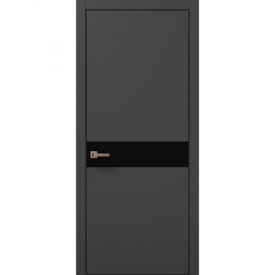 Двери Папа Карло PLATO PL-03 Темно серый супермат, кромка алюминий черный