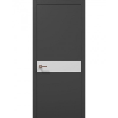 Двери Папа Карло PLATO PL-03 Темно серый супермат, кромка алюминий черный