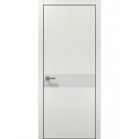 Двері Папа Карло PLATO PL-03 Ясен білий, кромка алюміній чорний