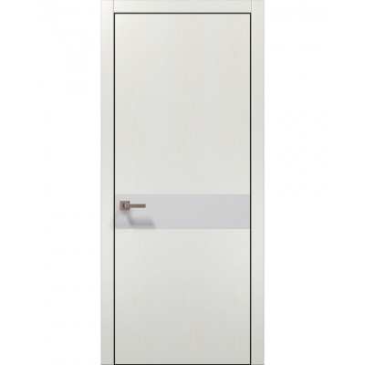 Двери Папа Карло PLATO PL-03 Ясень белый, кромка алюминий черный