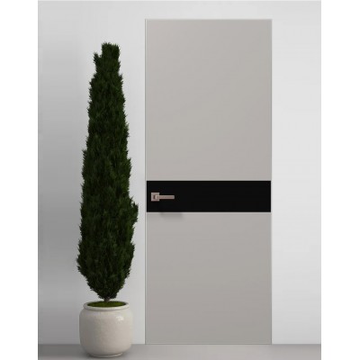 Двери скрытые Папа Карло PL-03 Светло серый супермат, кромка алюминий серебро