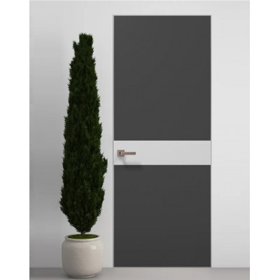 Двери скрытые Папа Карло PL-03 Темно серый супермат, кромка алюминий серебро