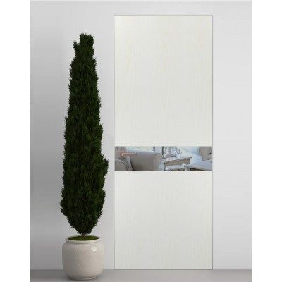 Двери скрытые Папа Карло PL-03 Ясень белый, кромка алюминий серебро