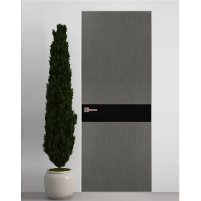 Двери скрытые Папа Карло PL-03 Бетон серый, кромка алюминий серебро