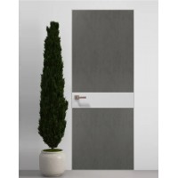 Двери скрытые Папа Карло PL-03 Бетон серый, кромка алюминий серебро