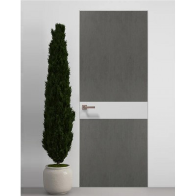 Двери скрытые Папа Карло PL-03 Бетон серый, кромка алюминий серебро