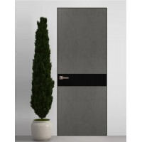 Двери скрытые Папа Карло PL-03 Бетон серый, кромка алюминий черный