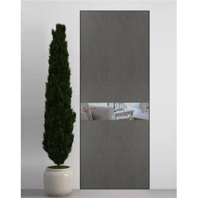 Двери скрытые Папа Карло PL-03 Бетон серый, кромка алюминий черный