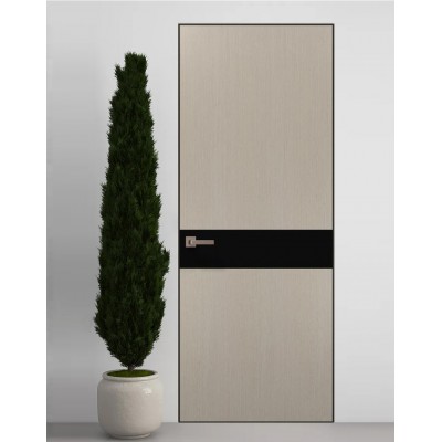 Двери скрытые Папа Карло PL-03 Дуб кремовый, кромка алюминий черный