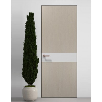 Двери скрытые Папа Карло PL-03 Дуб кремовый, кромка алюминий черный