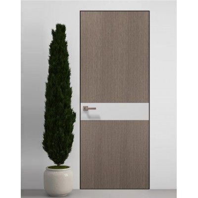 Двері приховані Папа Карло PL-03 Дуб сірий, кромка алюміній чорний