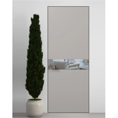 Двери скрытые Папа Карло PL-03 Светло серый супермат, кромка алюминий черный