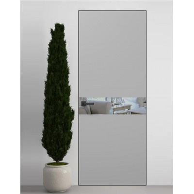 Двери скрытые Папа Карло PL-03 Серый матовый, кромка алюминий черный